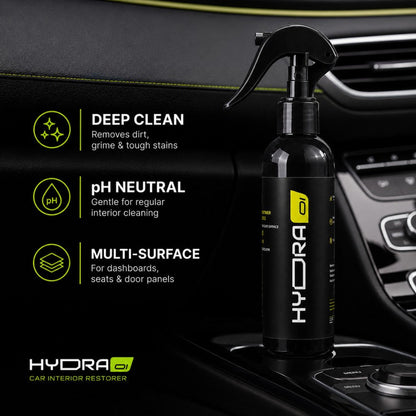 Hydraone Car Interior Restorer – pH-Neutral Multi-Surface Car Interior Cleaner | 200 ML