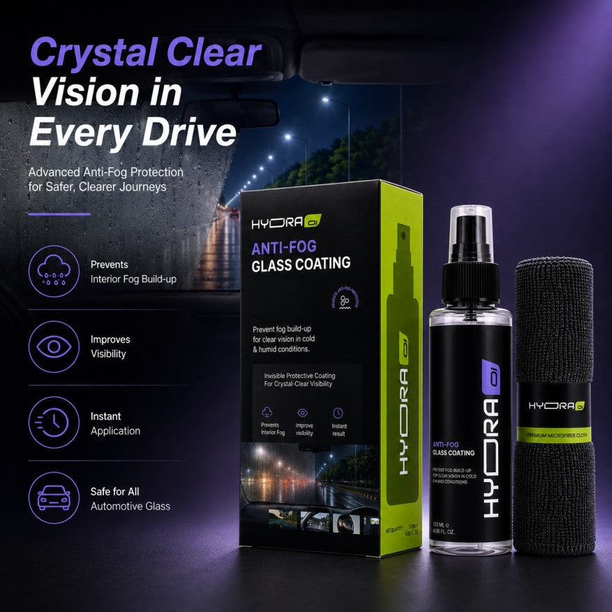 Hydraone Anti-Fog Glass Coating for Car Windshield |  Prevent Fog in Cold & Humid Weather | 120ml