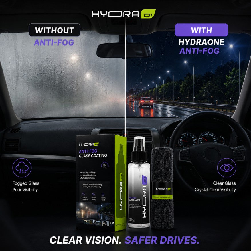 Hydraone Anti-Fog Glass Coating for Car Windshield |  Prevent Fog in Cold & Humid Weather | 120ml