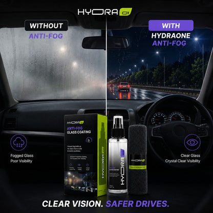 Hydraone Anti-Fog Glass Coating for Car Windshield |  Prevent Fog in Cold & Humid Weather | 120ml