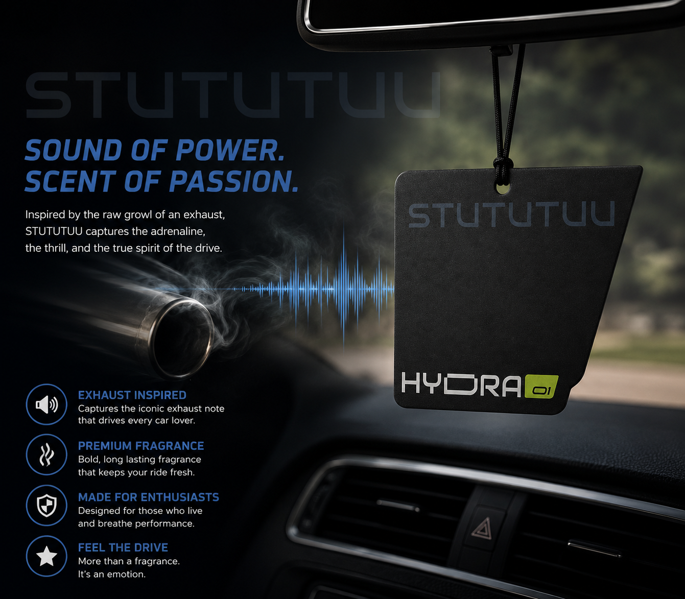 Hydraone Car Perfume Tag | Long-Lasting Hanging Air Freshener | Luxury Fragrance for Car Interior