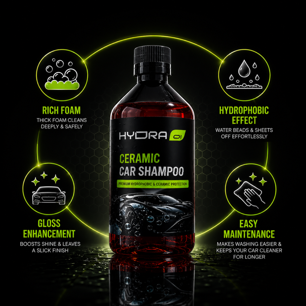 hydraone ceramic car shampoo – ph neutral hydrophobic car wash with gloss enhancement
